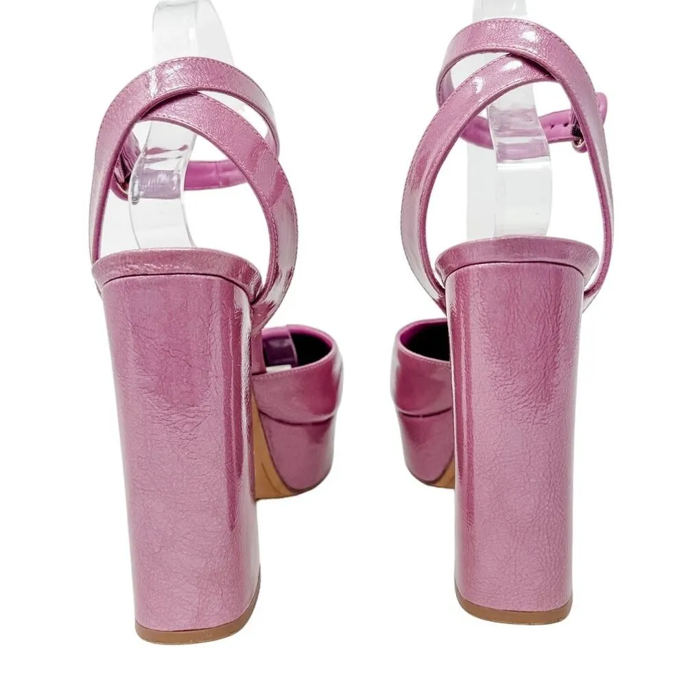 Alexandre Birman Vita 120 Platform Block Heel Ankle Strap Pumps Mauve Size 39.5 - Image 6