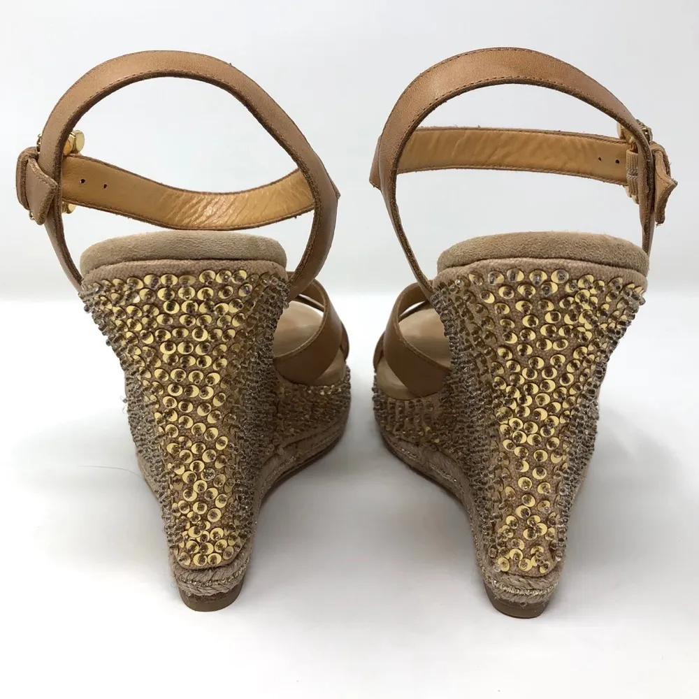 leather, sequined wedges - Image 8