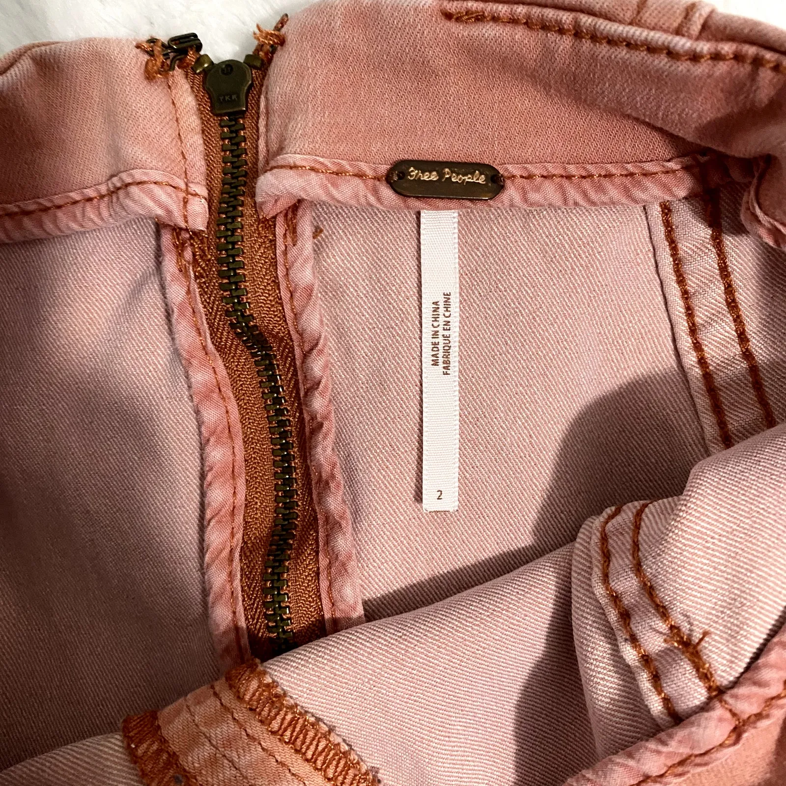 Free People Orange Washed Out Denim Modern Femme Fitted Boho Mini Skirt 2 - Image 6