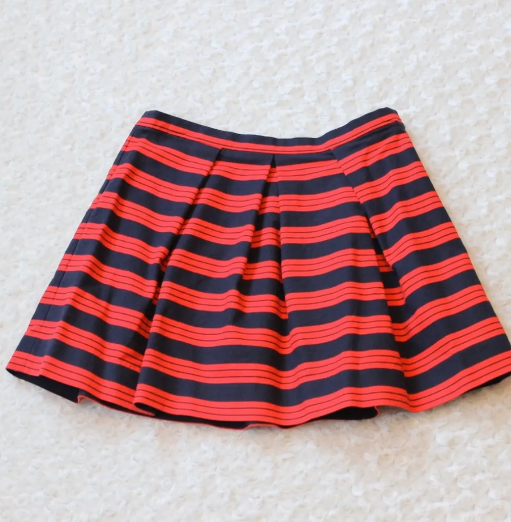Red & Navy Stripe Flirty Pleated Skirt - Image 5