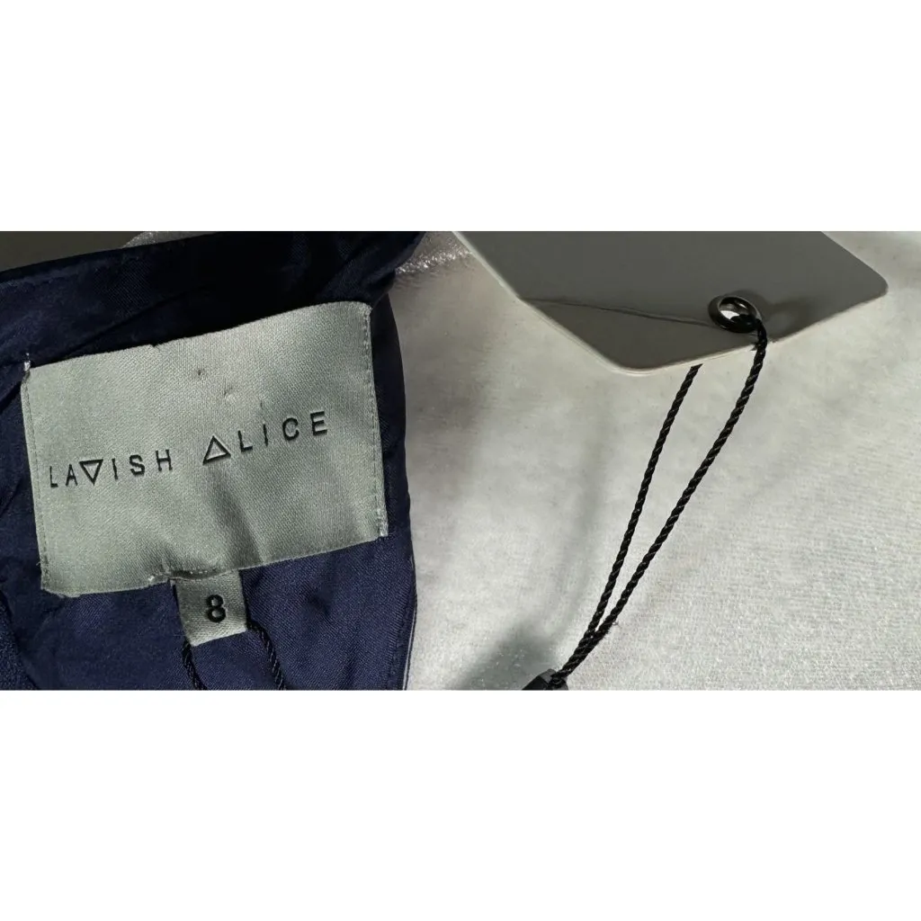 NWT Lavish Alice Womens Dress Size 8 Navy Sleeveless Bodycon Midi Dress Lace-Up - Image 9