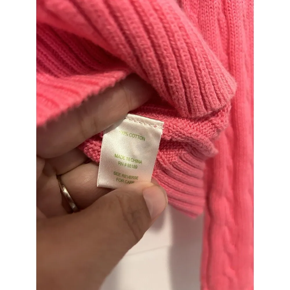 Lilly Pulitzer Sweater Size XS Pink Cable Knit Long Sleeve Crew Neck Colorful - Image 4