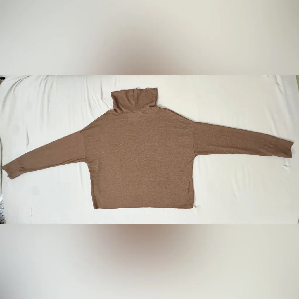 American Eagle Waffle Knit Crop Turtleneck - Brown - S - Image 4