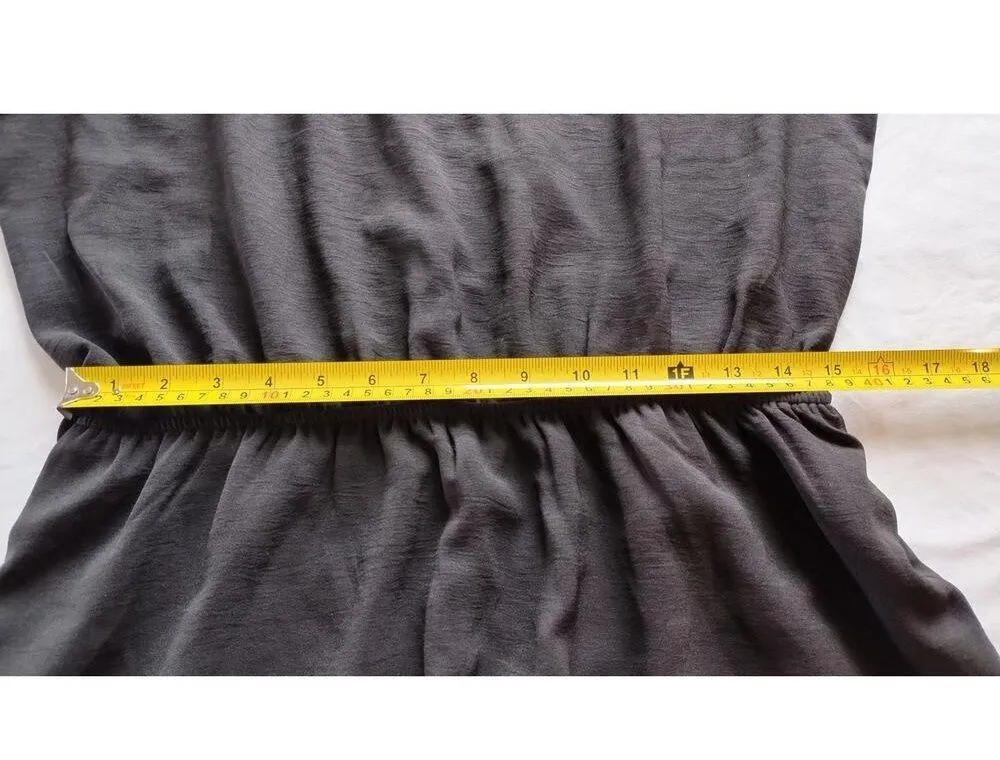 Short Sleeves Tiered Open Back Jumpsuit shorts Black romper size Large - Image 10