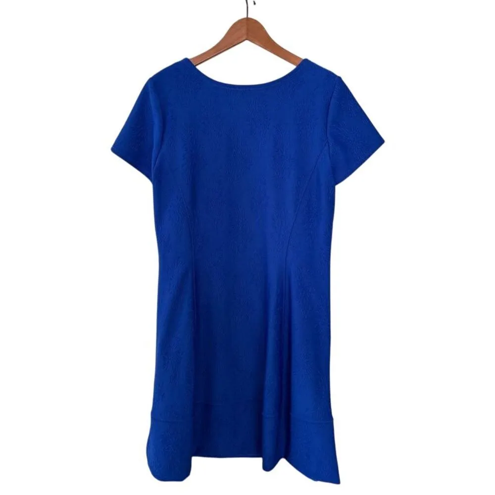 Signature by Robbie Bee Royal Blue Textured Short Sleeve Dress with Pockets Size L - Image 2