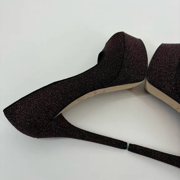 Brian Atwood‎ Bambola Peep Toe Fuchsia Sparkle Leather Size 8 Sexy Glam Baddie - Image 8