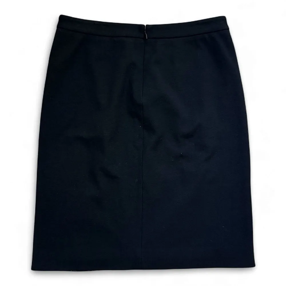 Diane Von Furstenberg Wool Blend Black Floral Lace Pencil Skirt Size 8 - Image 3