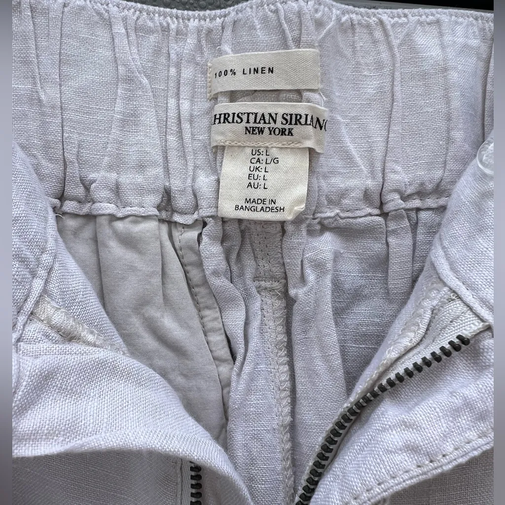 Christian Siriano Beige Women's Size Large Linen Shorts‎ Belt Summer Boho Beach - Image 4