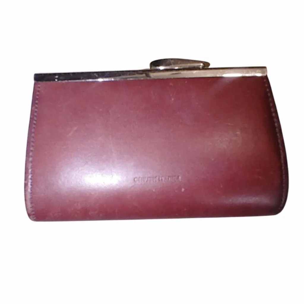 Mundi Wallet Genuine Leather Vintage Coin Purse Metal Clasp Burgundy 5 by 3 - Image 7