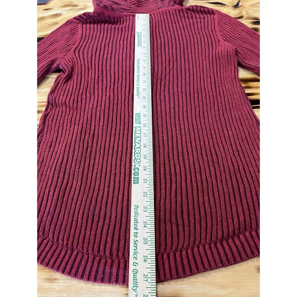 Eddie Bauer Sweater Women's‎ Size Small Red Hooded 1/4 Zip Soft Ribbed Knit City - Image 7