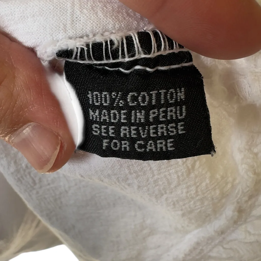 Y2K White Crochet Cotton Embroidered Mini Dress Boho Beach Cover‎ Up S - Image 7