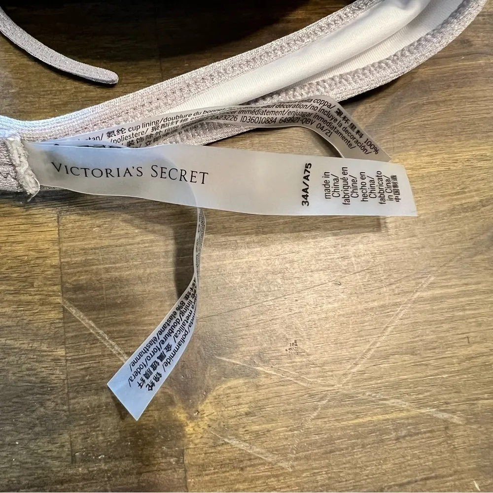 Victoria's Secret Silver Metallic Shiny Bikini Padded 34A Halter Ruffle Disco - Image 2