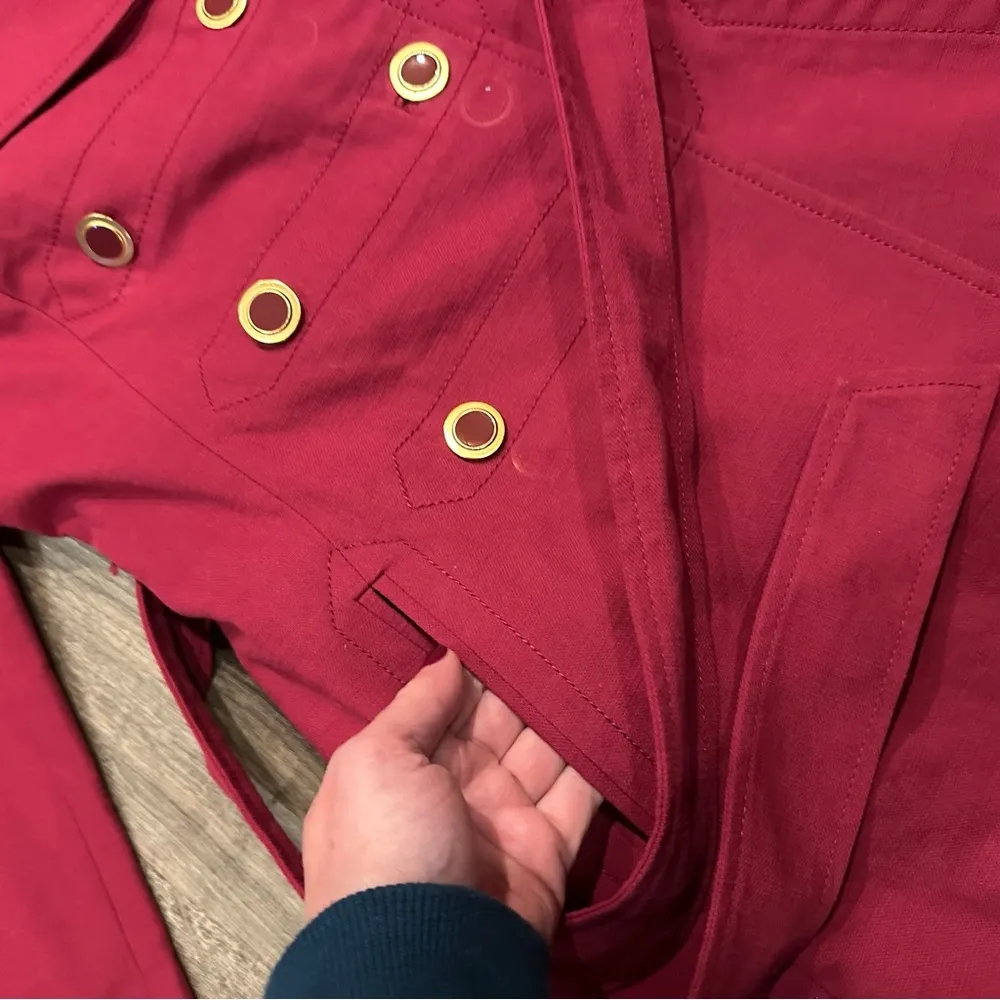 Beth Bowley Sz 4 Trench Coat Belted Jacket Cotton Y2K Double Breasted Preppy Pink - Image 3