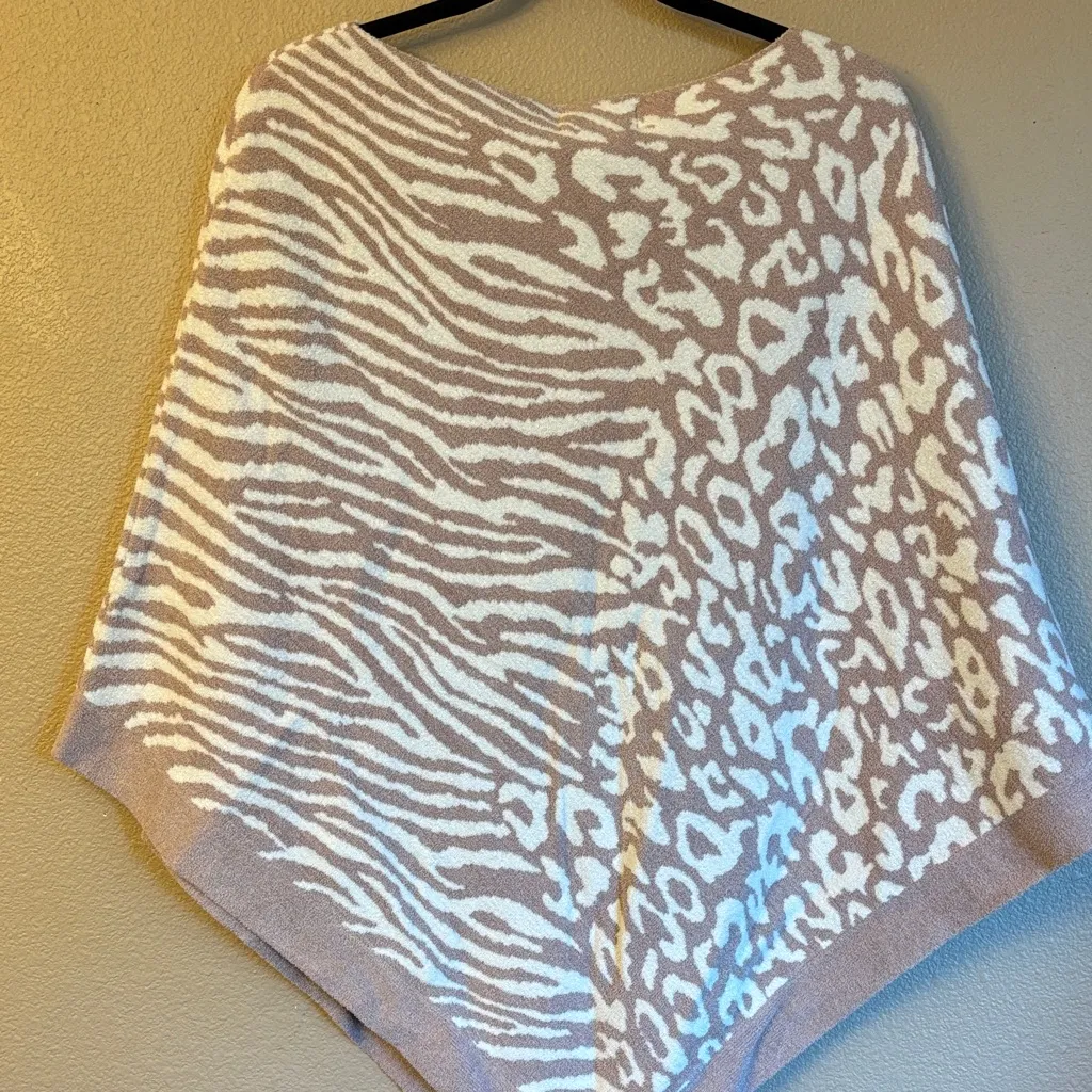 NEW! BAREFOOT DREAMS Ocean Breeze Faded Rose Animal Poncho Sweater Zebra Leopard - Image 14