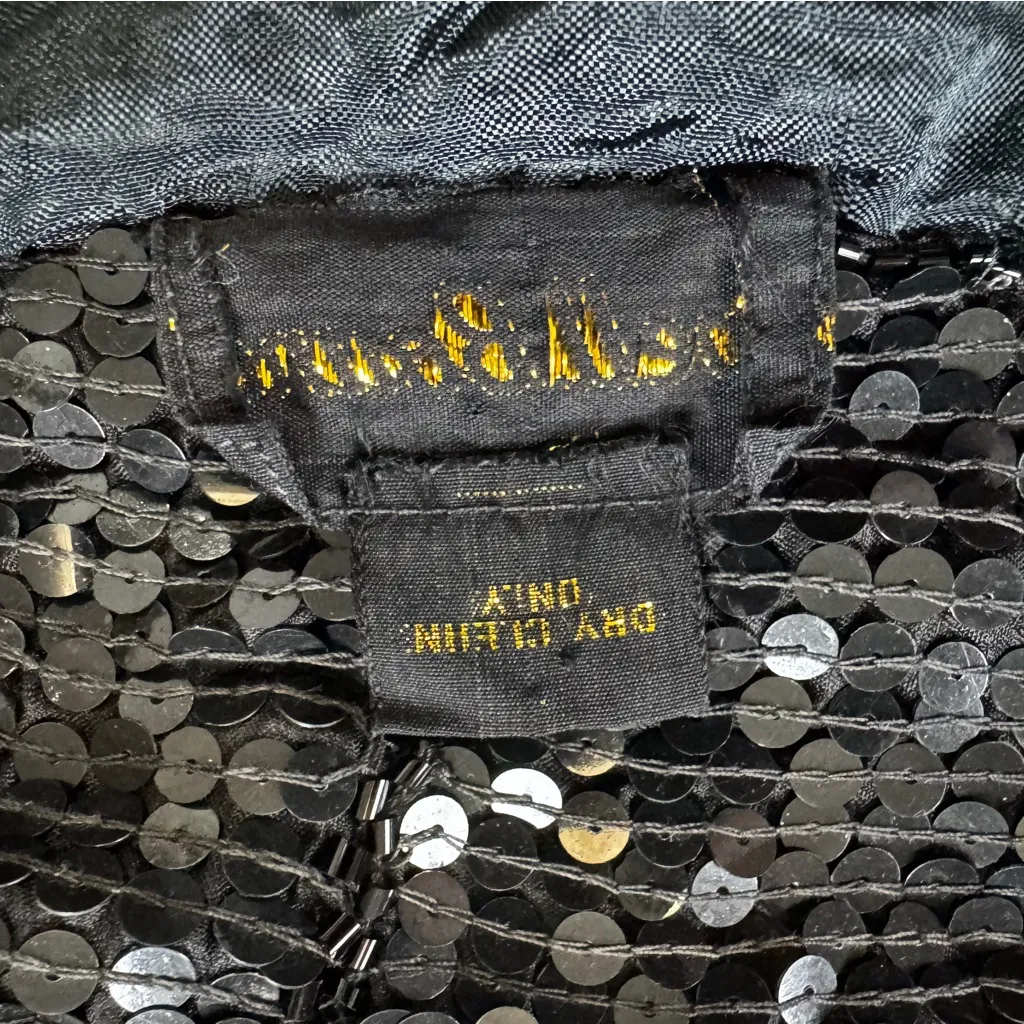 Vintage Spell Bound Blazer 100% Silk Sequin Subtle Striped Black Size Large - Image 12