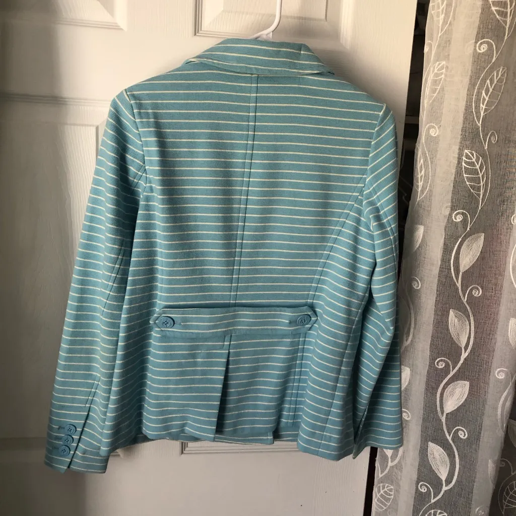 Talbots Womens Jacket Size S Button Up Striped Anchor Buttons Nautical Collar - Image 8