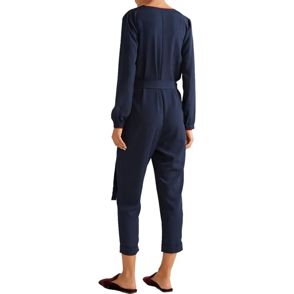 Hatch The Emmauelle Crepe Jumpsuit Maternity Navy Blue Size XS - Image 9