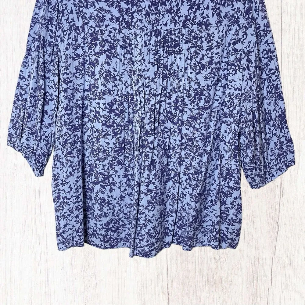 KNOX ROSE Periwinkle Floral 1/2-Sleeve Peasant Top Boho Cottagecore, XXL - Image 6