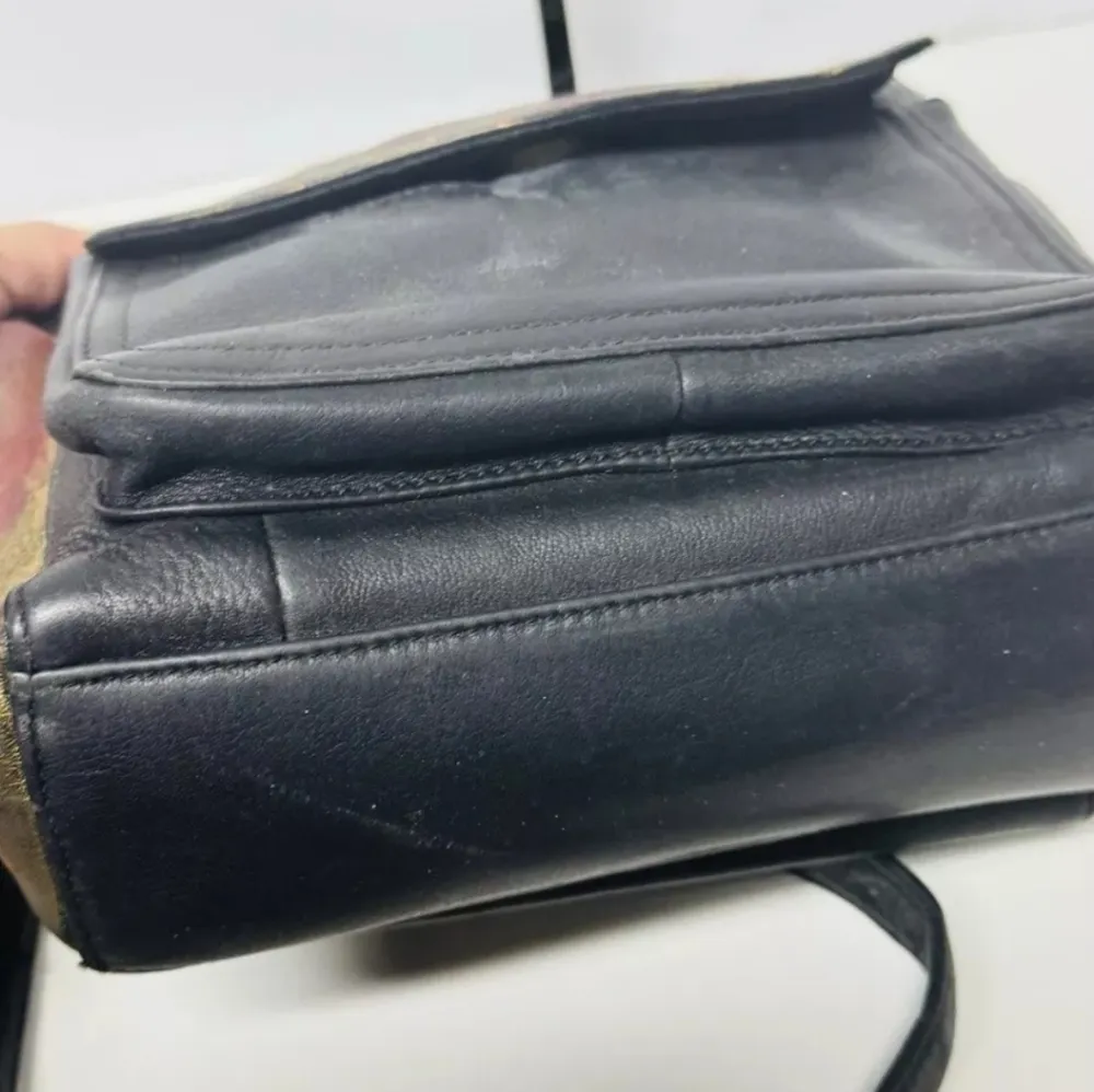 Vintage Fossil #75082 Genuine Black/metalli Leather Shoulder Crossbody Bag Purse - Image 6