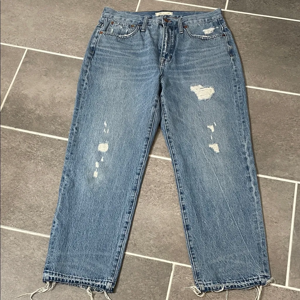 Madewell Classic Straight Jeans: Destructed size 30X27 - Image 2