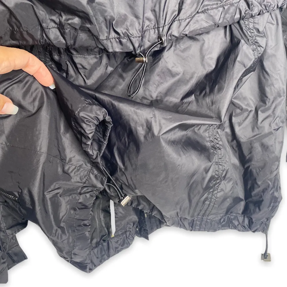 Hawk & Co Black Hooded Rain Coat Jacket Medium Style L3H06055H - Image 3