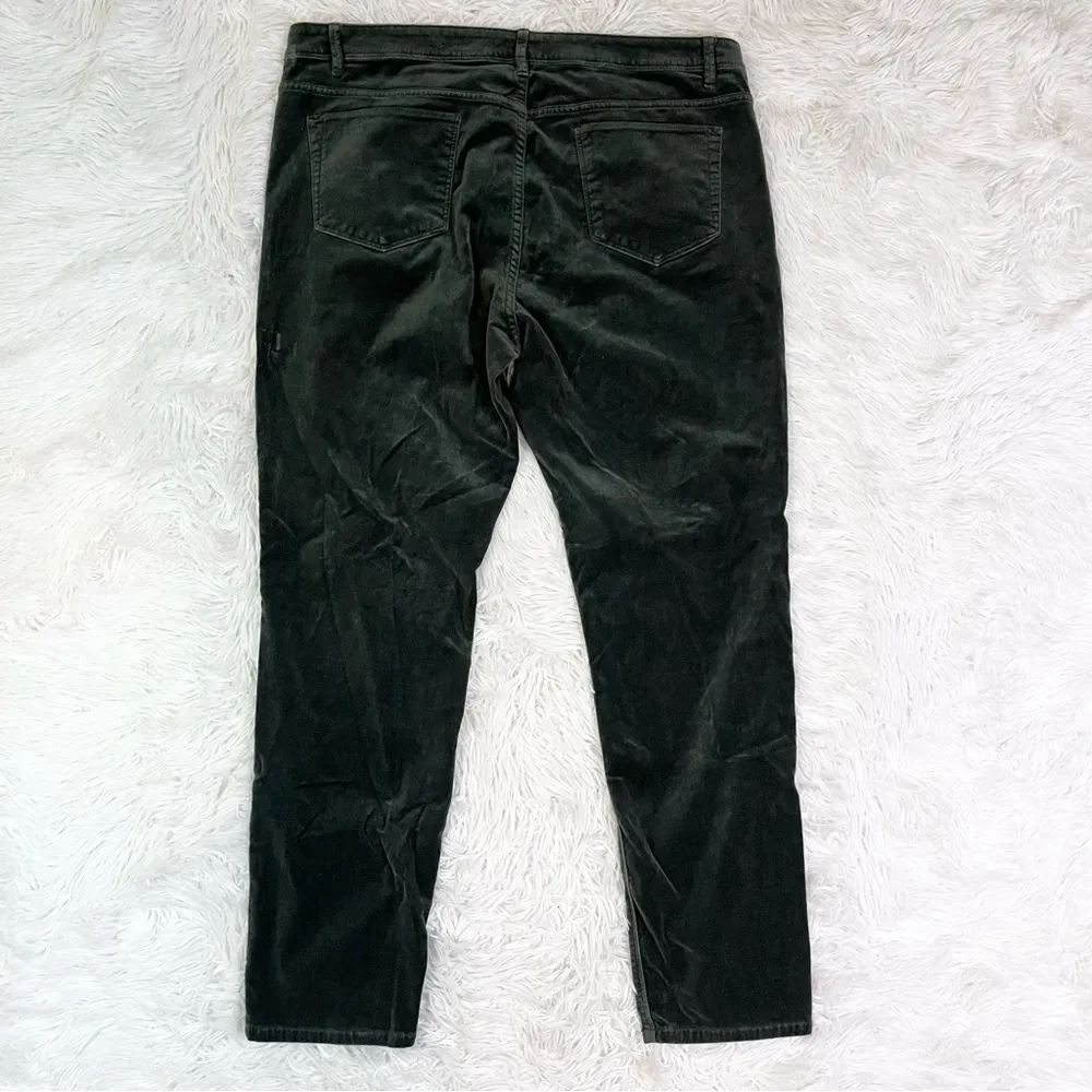 J. JILL High Rise Velvet Faux Suede Luxe Forest Green Skinny Pants Plus Size 14 - Image 5