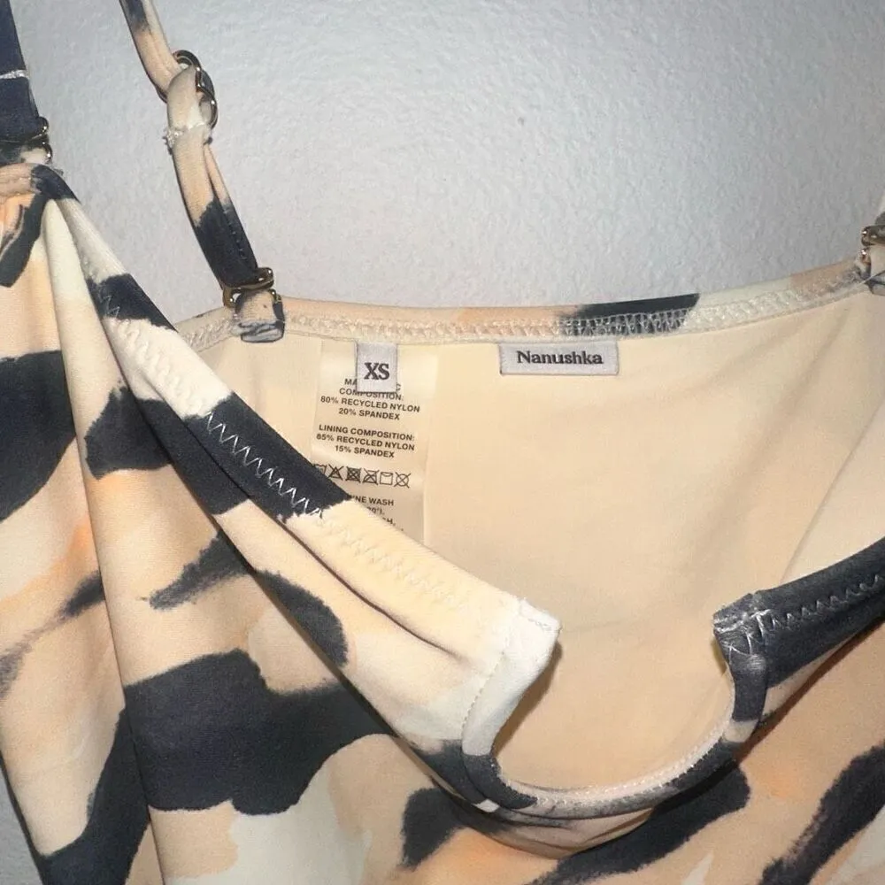 NWOT Nanushka Soline Animal Print One Piece Swimsuit Tan Size XS - Image 6