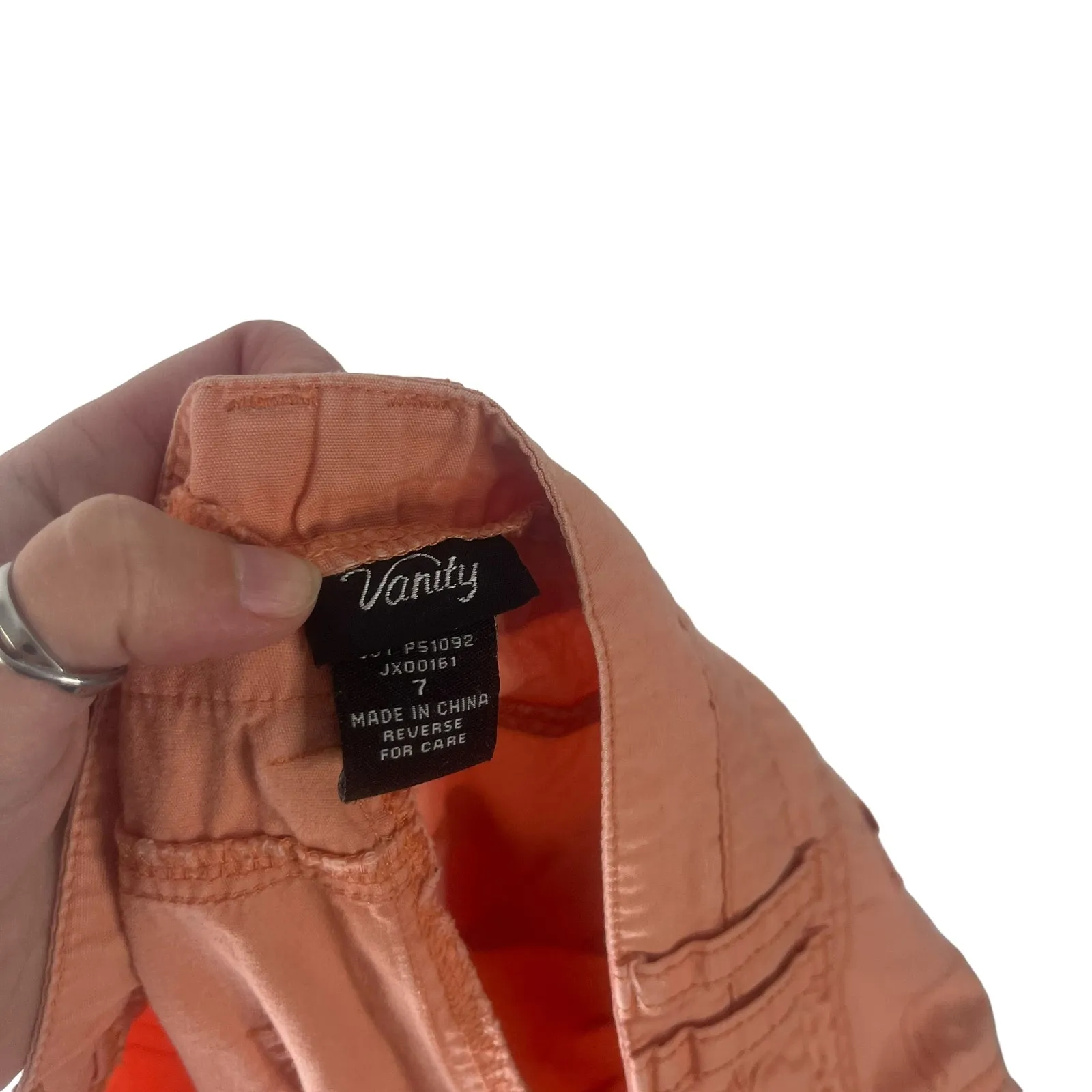 Vanity Y2k 2000s Juniors Size 7 Orange‎ Pink Cargo Crop Pants Orange - Image 9