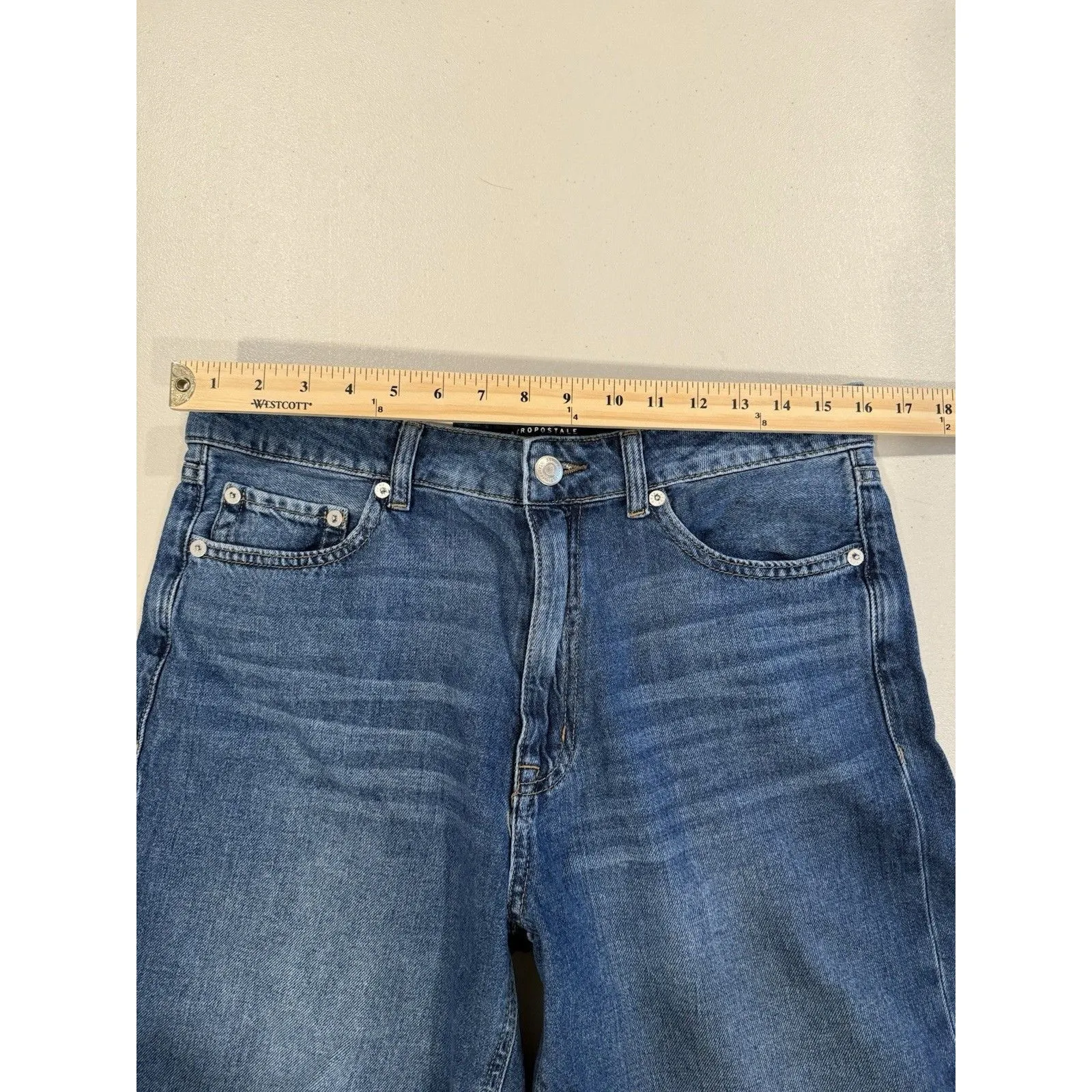 NEW Aeropostale Wide Leg Jeans Womens 10 High Rise Y2K Retro Baggy 100% Cotton Blue - Image 4