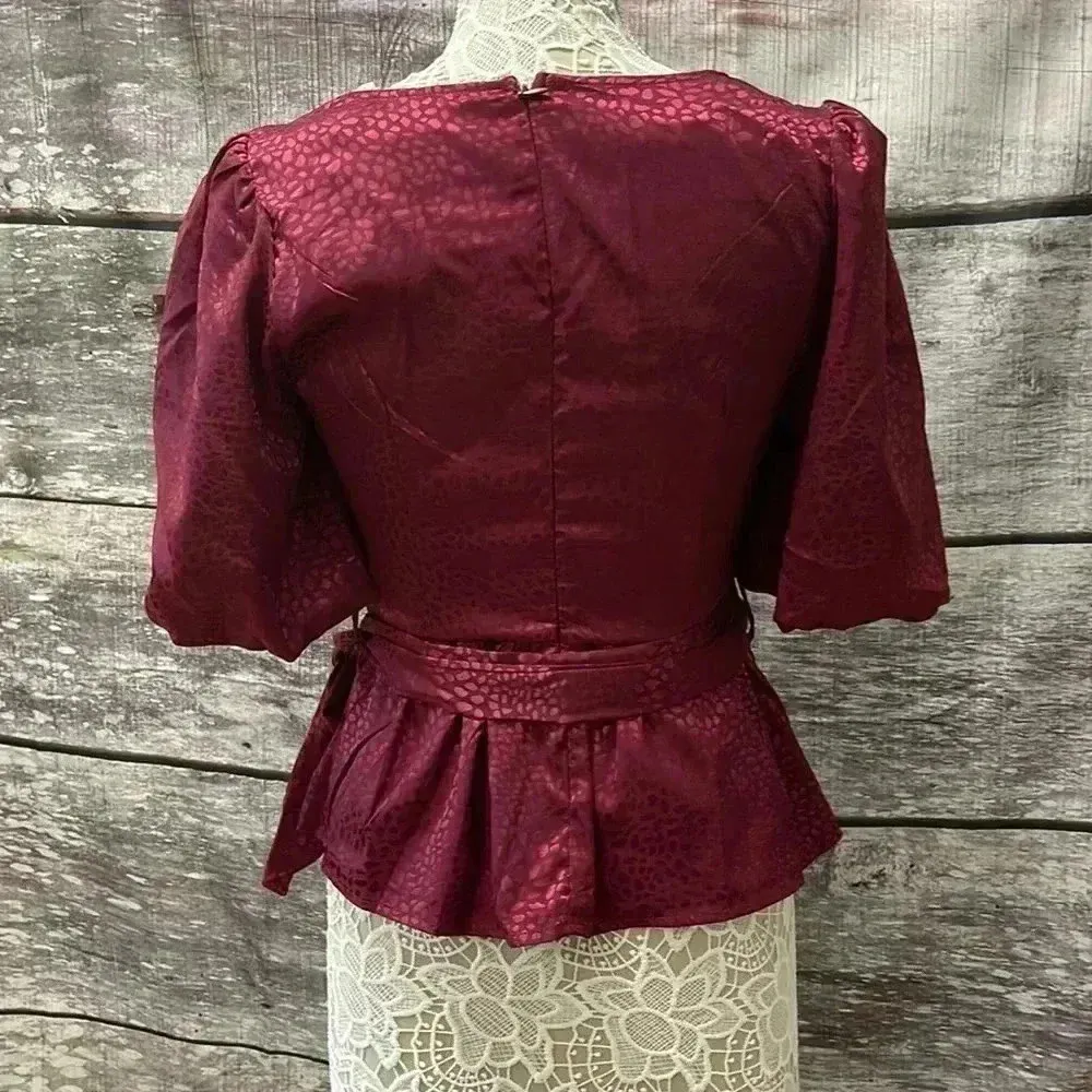 Plum Purple Leopard Print Wrap Top - Image 6