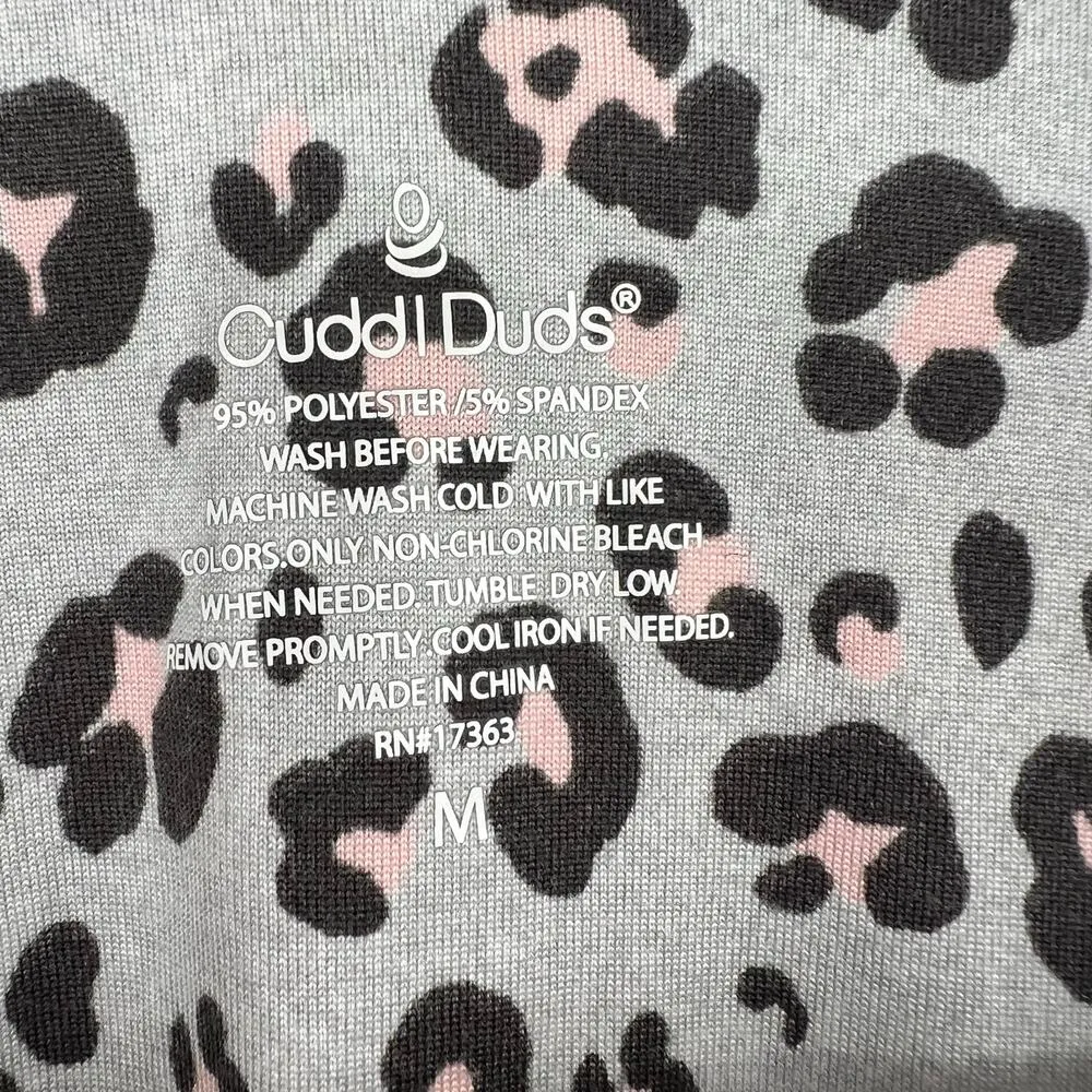Cuddl Duds Henley Pajama Top & Banded Bottom Pajama Pants Sleep leopard medium - Image 10