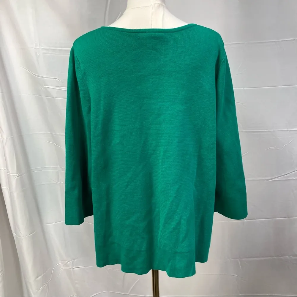 Lane Bryant Cardigan Sweater Floral Brooch Green 100% cotton Women 18/20 Preppy - Image 6