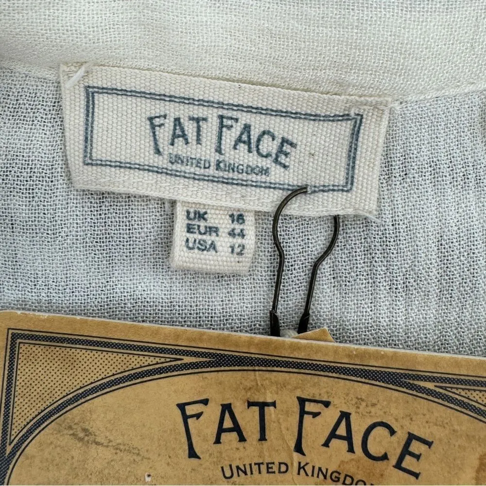 Fat Face Martha Boho Embroidered V Neck Slub Knit Shirt Cream 12‎ Long Sleeve Black - Image 10