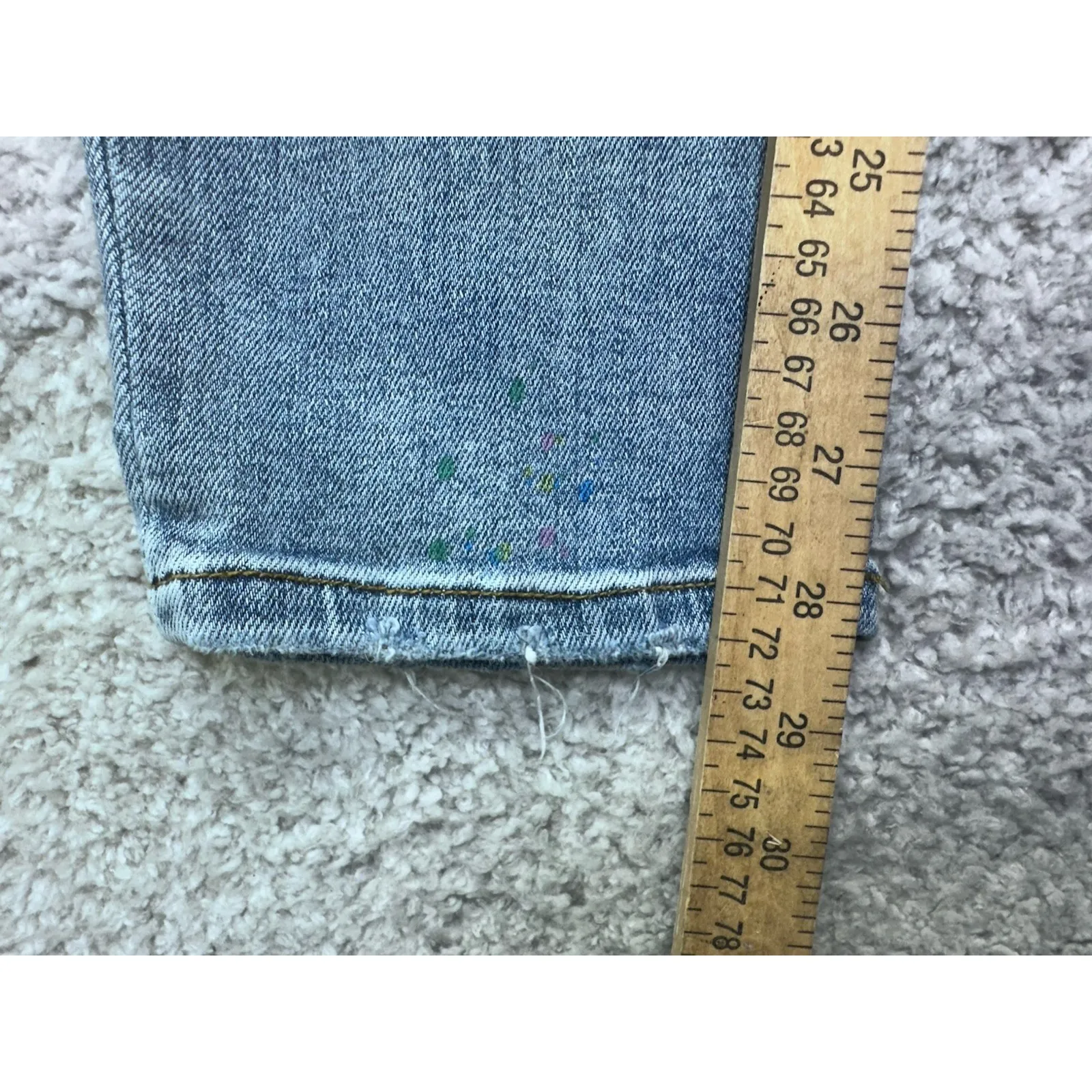 Judy Blue Jeans‎ Women's 3/26 Blue Distressed Boyfriend Paint Splatter Stretch - Image 6