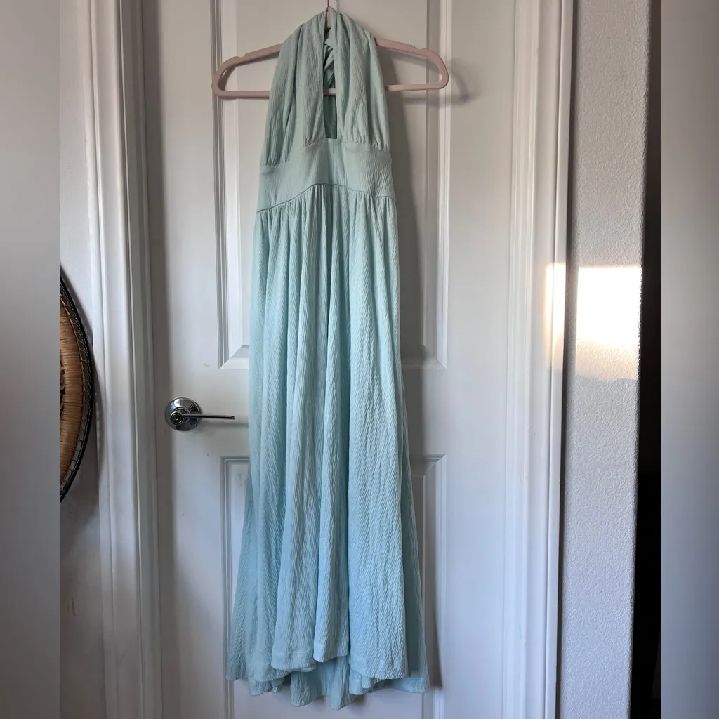 Free People Green Bonita Halter Textured Midi Dress Women’s Small Boho‎ Summer - Image 4