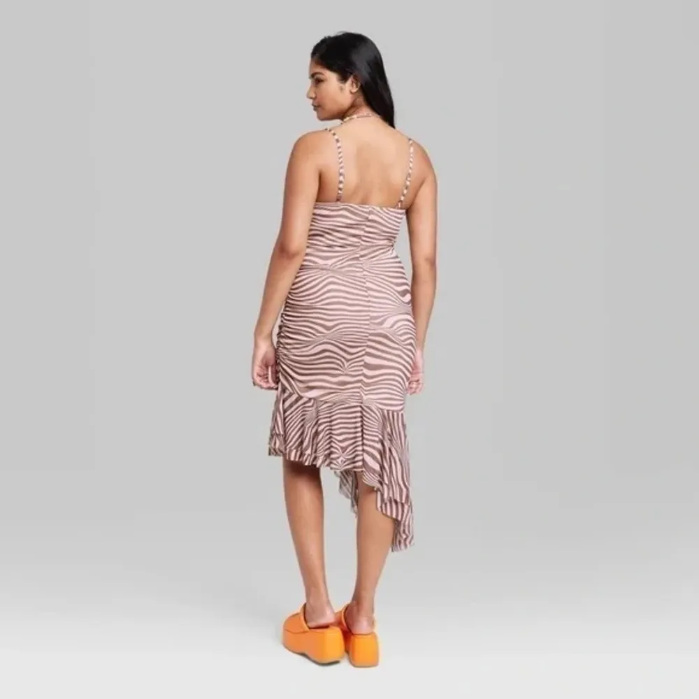 Wild Fable Light Brown Zebra Striped Women's Sleeveless Mesh Dress - Large - Image 4