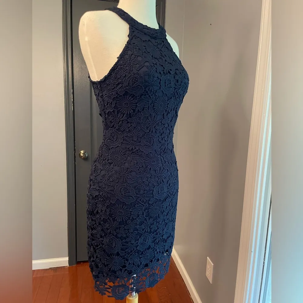 Lulu’s Love Poem Elegant Navy Lace Halter Wedding Guest Cocktail Dress Blue Size XS - Image 6