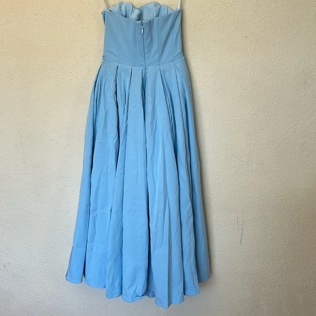 House of CB‎ Audrey Tuscan blue Strapless Midi sundress dress size M NWOT - Image 4
