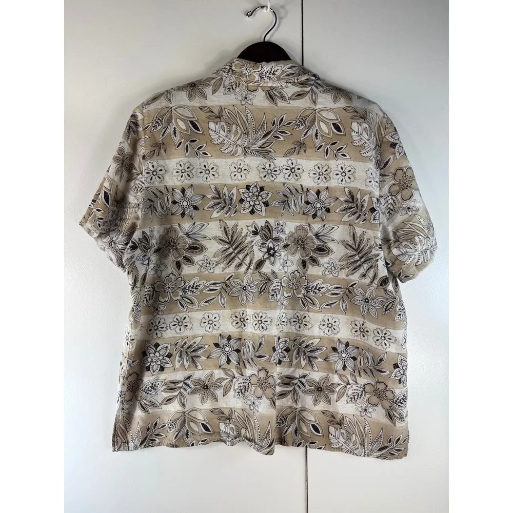 Alfred Dunner Floral Button Down Shirt Short Sleeve Neutral Print 18W - Image 4