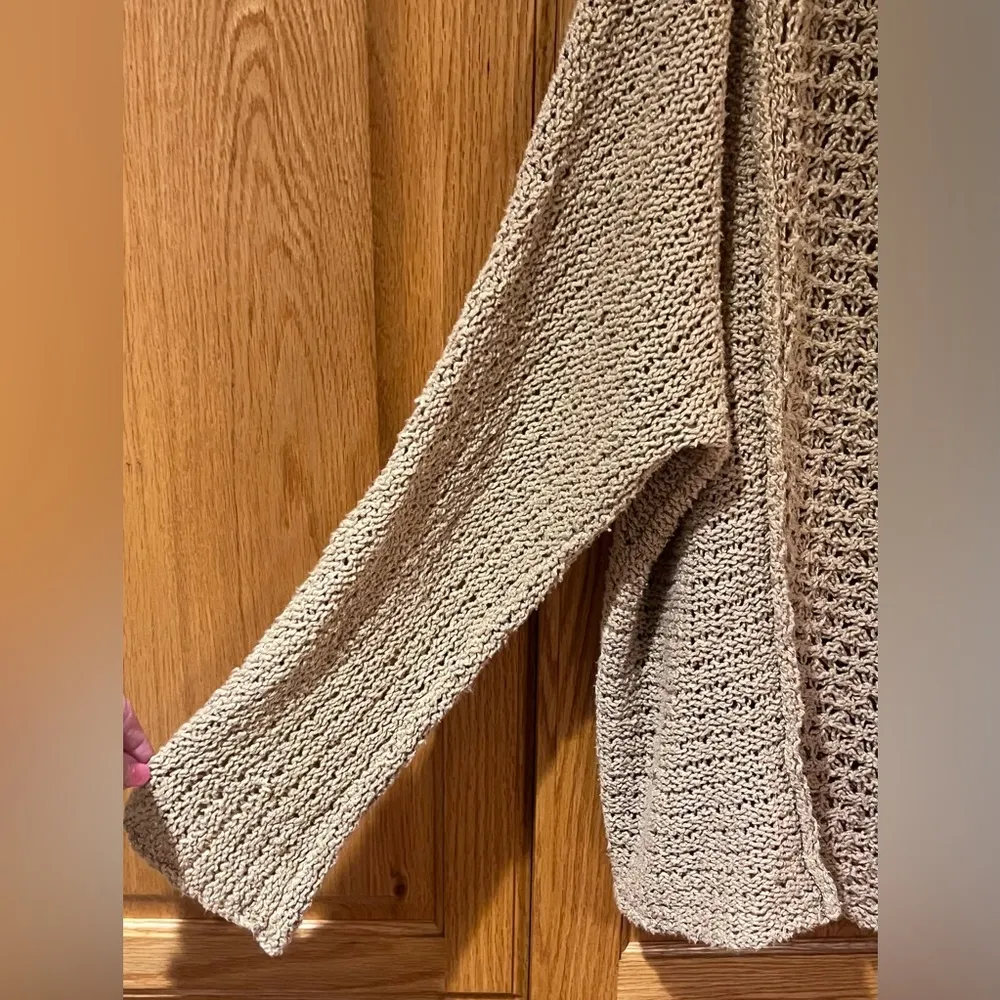 Free People Baja Laguna Coast Pullover Open Crochet Knit Sweater Tan Size Medium - Image 14