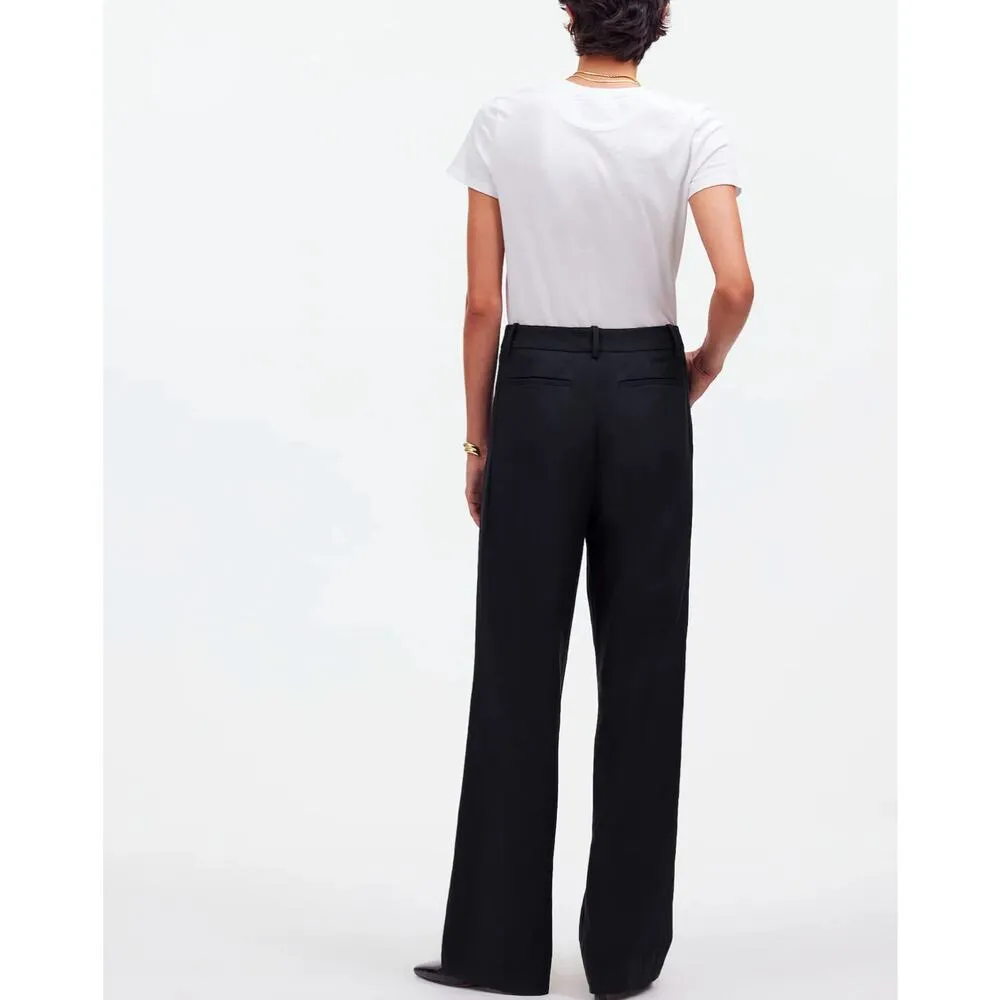 NWOT Madewell Slouchy Straight Pants in Drapey Twill In Black Size 4T - Image 2