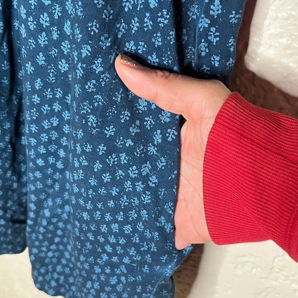 Peruvian Connection Women's Teal Blue Pima Cotton Dress Pockets 3/4 Sleeve Large - Image 2