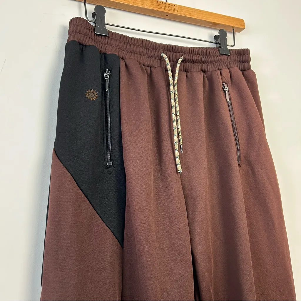 House Of Sunny| Another Day Brand Embroidered Woven Joggers Bottoms Large Brown - Image 2