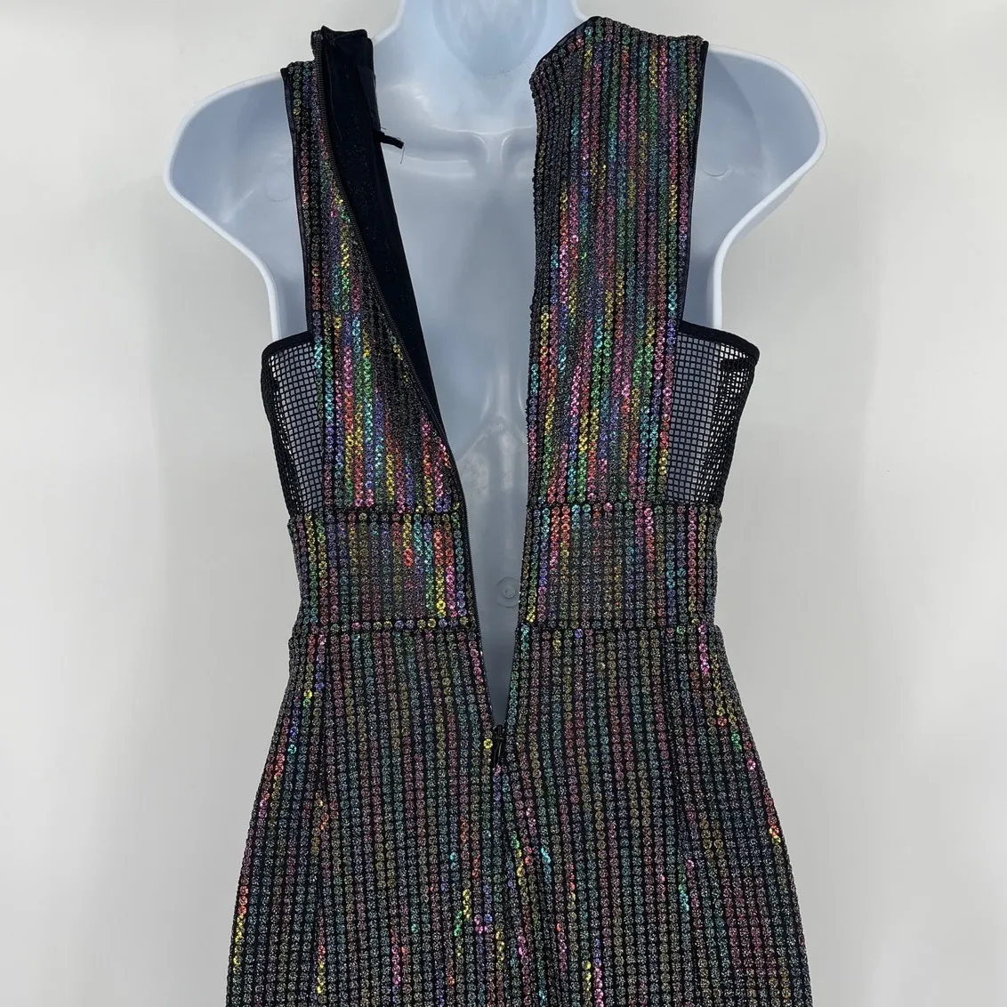 X by NBD Revolve Cheryl Dress XS Sequin Holiday NYE Party Club Godet Mesh Glam - Image 11