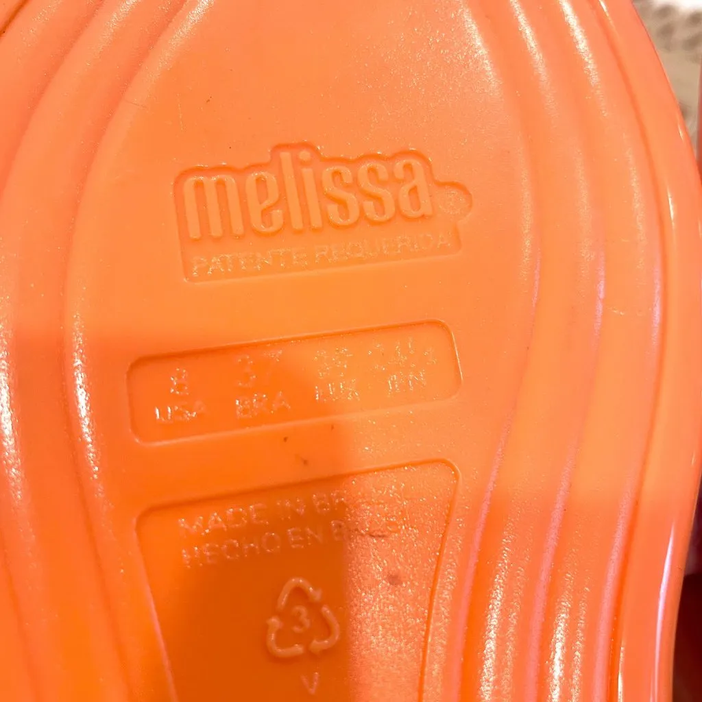Melissa Airbubble Orange Jelly Flip Flops Size USA 8 EU 39 Neon Bright - Image 6