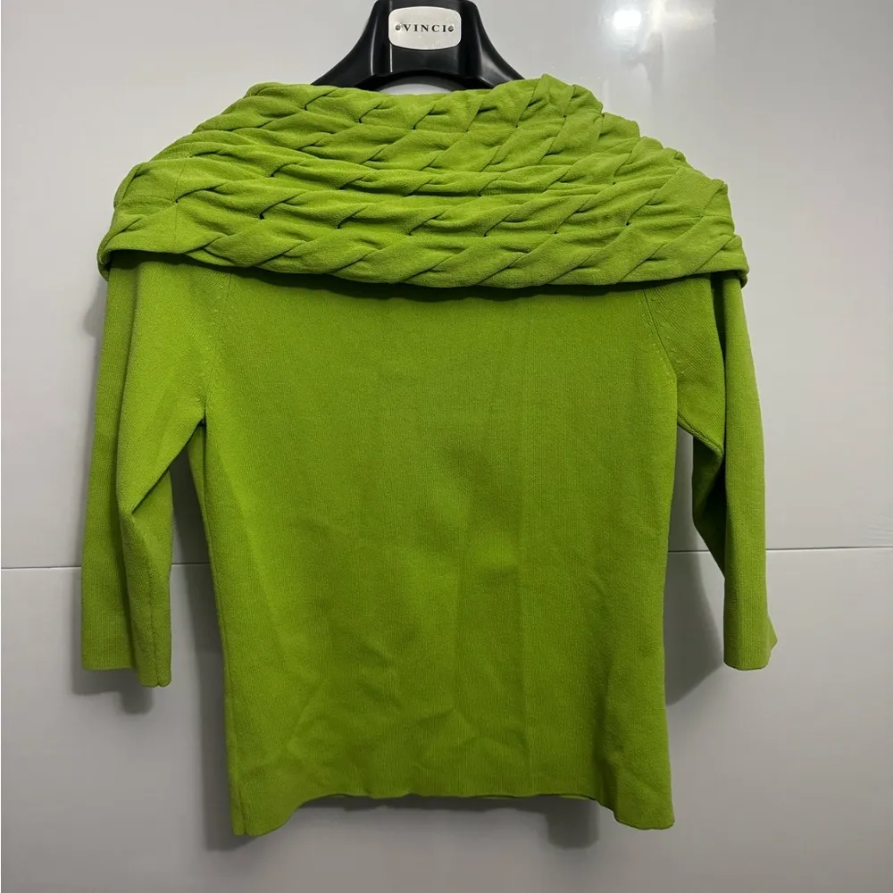 Dana Buchman Lime Green Cowl Neck Sweater - Image 3