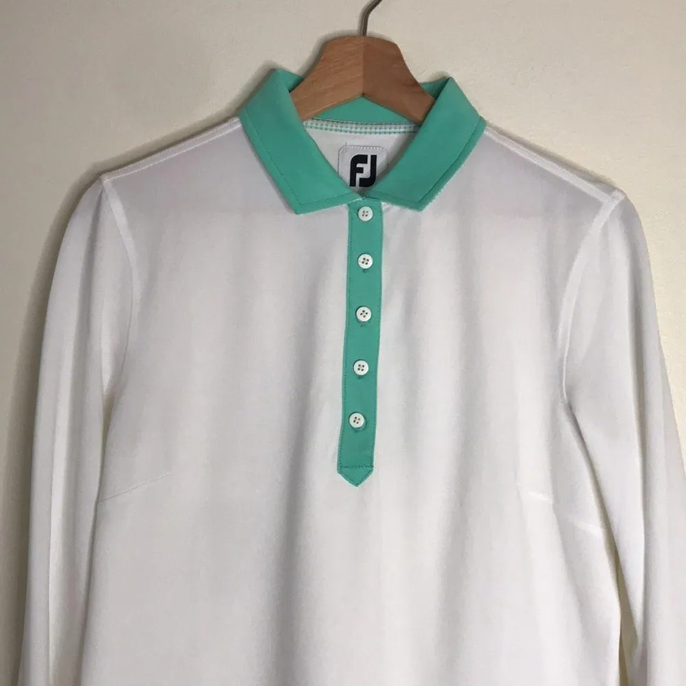 Footjoy ladies baby pique polo golf shirt with sleeves size large - Image 2