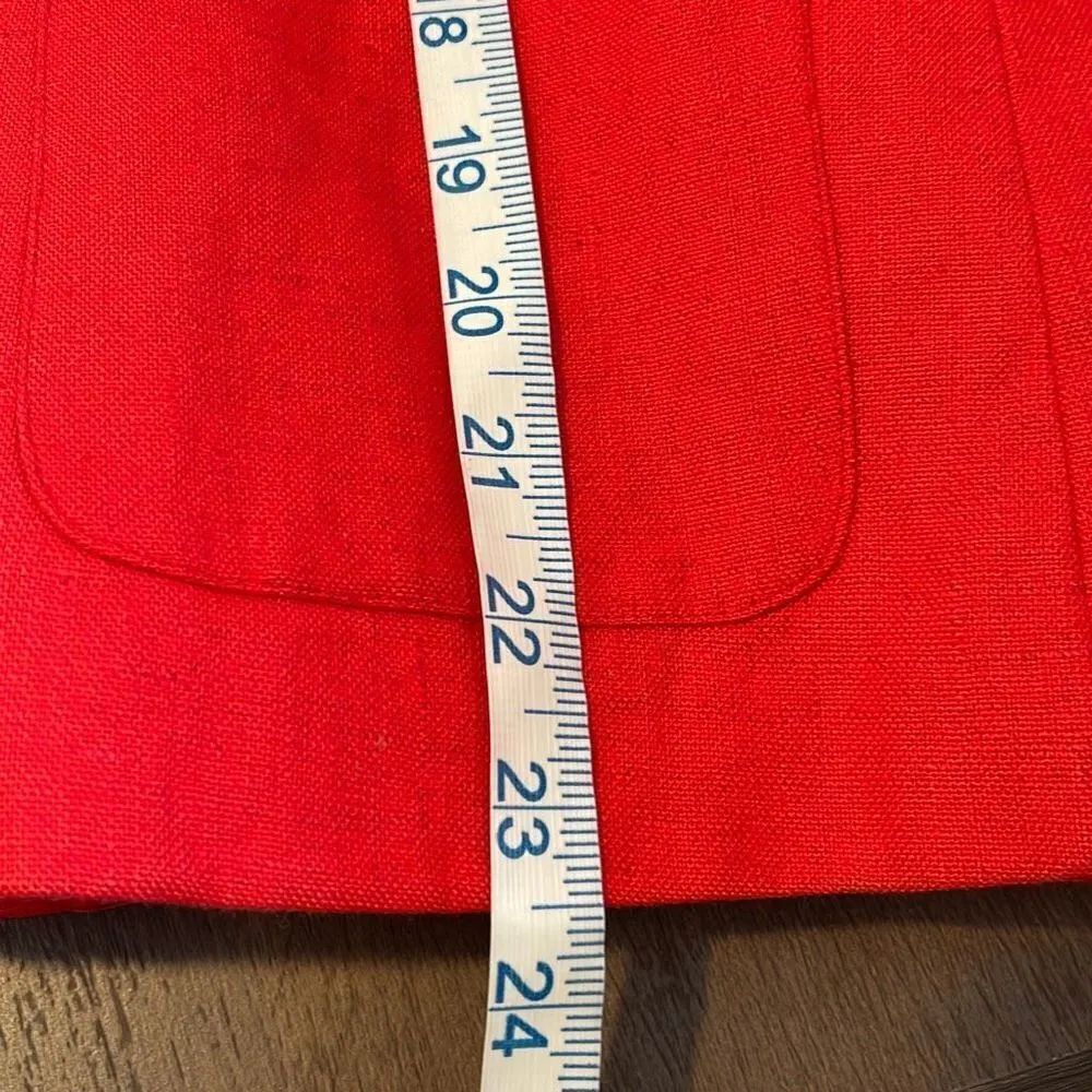 Larry Levine Womens Blazer Jacket Long Sleeve Linend Lined Pocket Red/Crimson S - Image 8