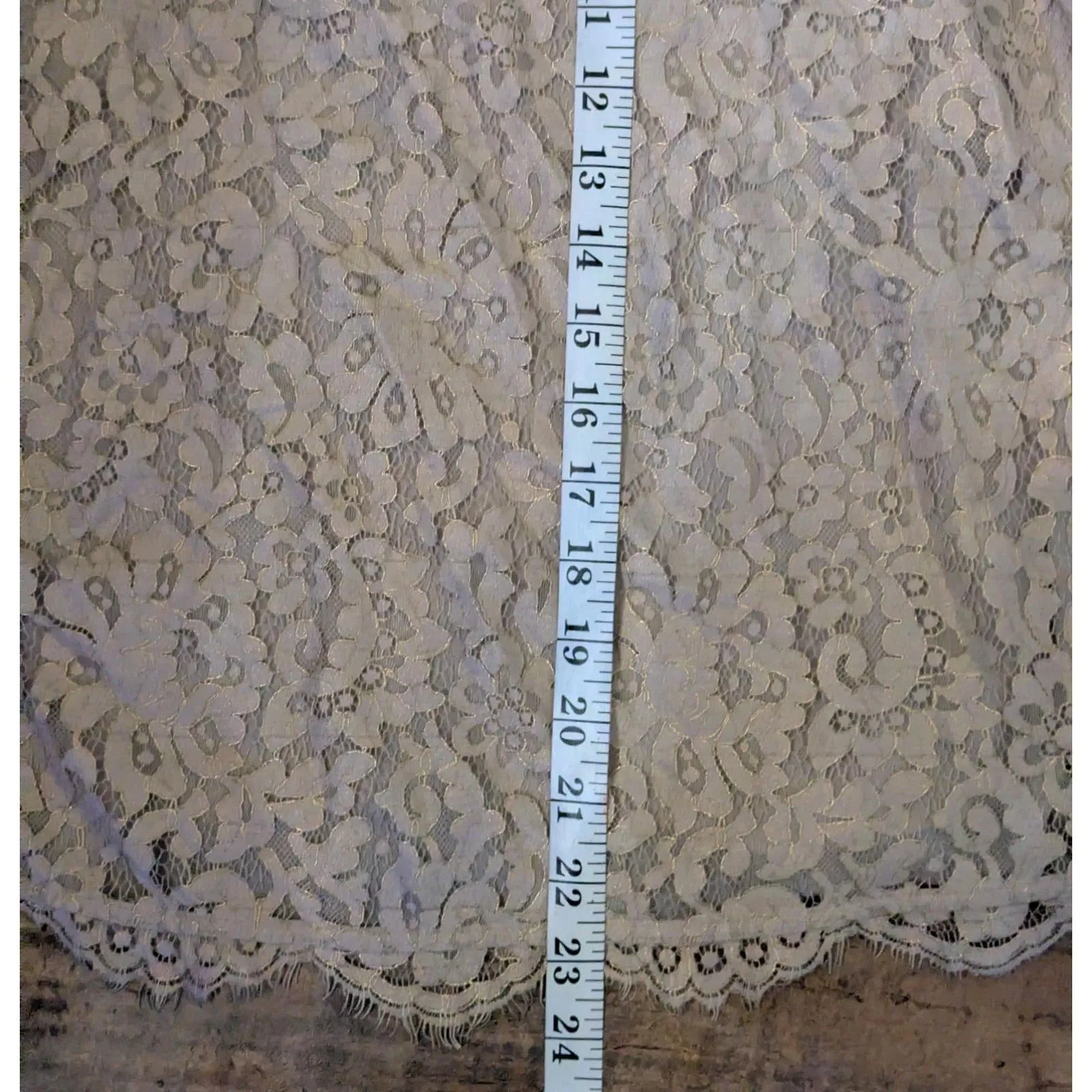 Joie Taupe Lace Overlay Top S Keyhole Tie Back Blouse Romantic Feminine - Image 6