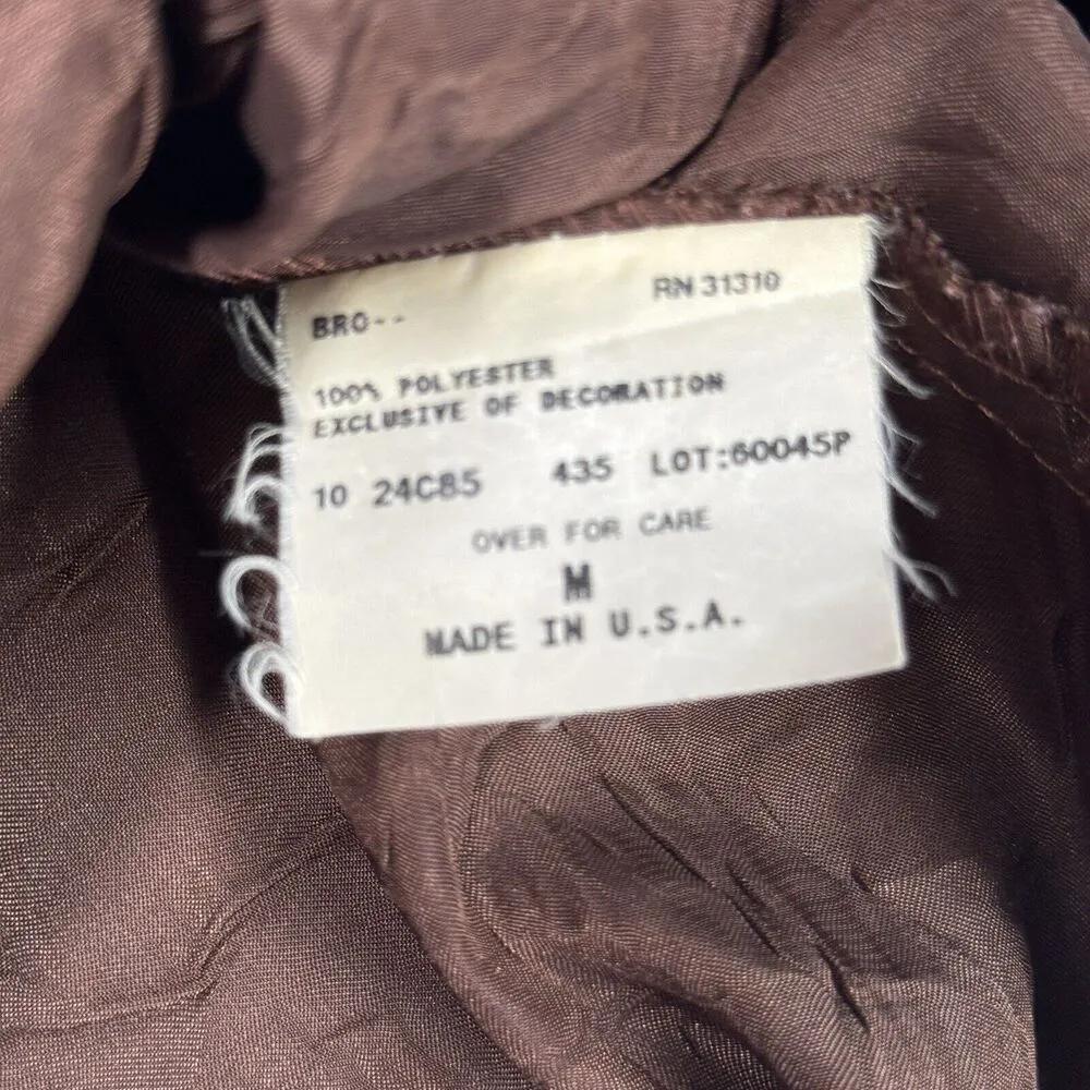 A. Byer Shirt Womens Medium Brown Crinkle Satin Babydoll Party Vintage 2000s Y2K - Image 8